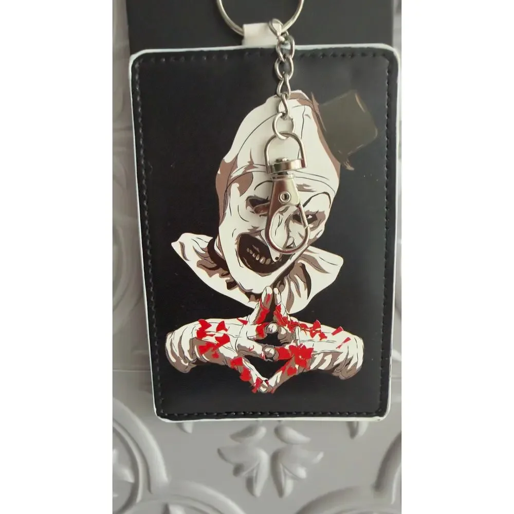 Terrifier Art the Clown Faux Leather ID Card Holder Lanyard Keychain NEW